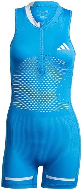 adidas ボディスーツ レオタード コットン Light Blue 海外M